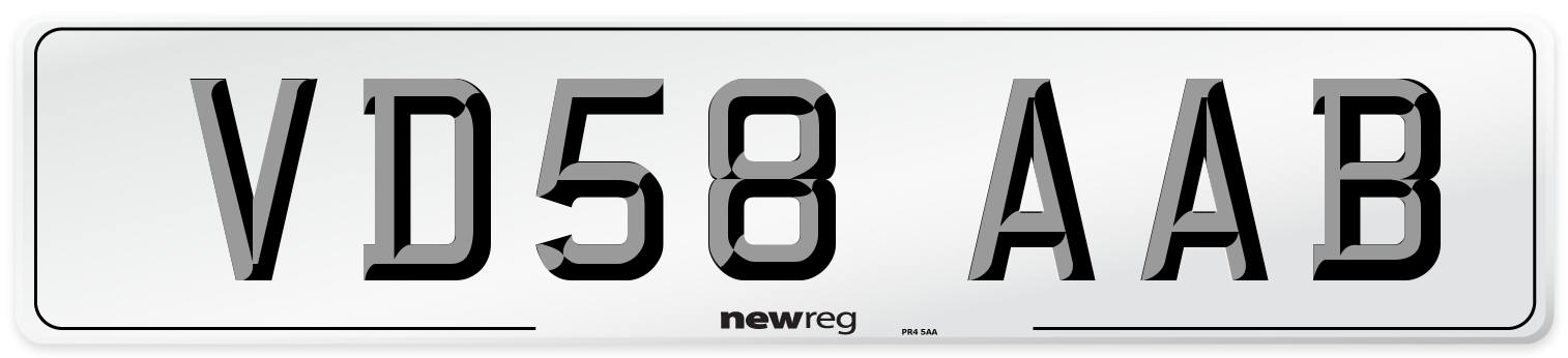 VD58 AAB Number Plate from New Reg